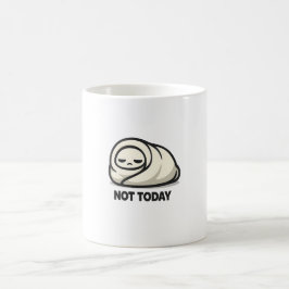 Caneca De Café Não Hoje - Personagem Cansado e Fofo em um Burrito