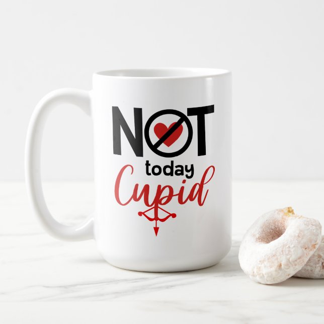 Caneca De Café Não hoje Seta de arco vermelho-namorados para o co (Com Donut)