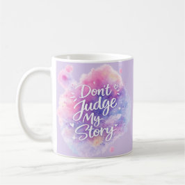 Caneca De Café Não Julgue Tipografia Inspiradora em Aquarela
