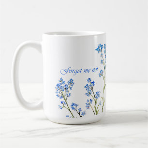 Caneca De Café Não me esqueças Flor de Jardim Aquarela Personaliz