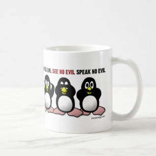 Caneca De Café Não ouça nenhum pinguim mau