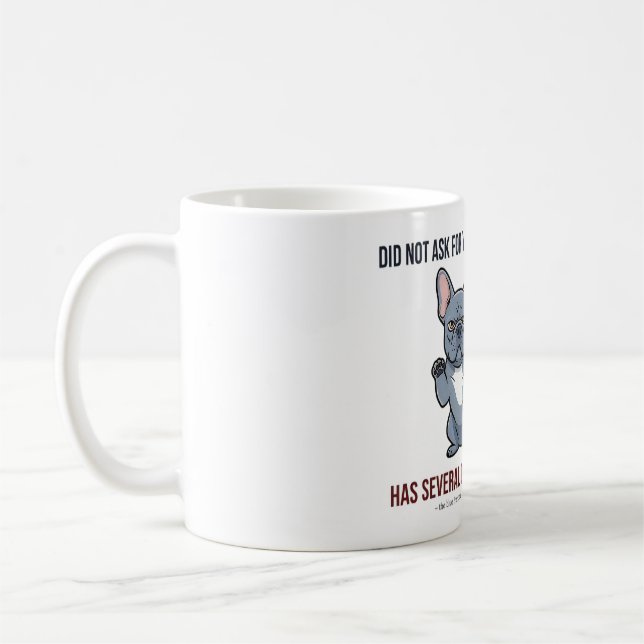 Caneca De Café Não Pediu Sua Opinião Design Blue Frenchie (Esquerda)