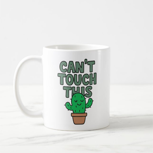 Caneca De Café Não Pode Tocar Nisto Mascote de Cacto Engraçado e  (Esquerda)