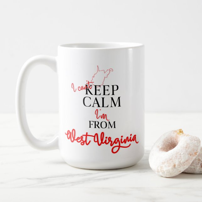 Caneca De Café Não posso ficar calmo, sou de West Virginia (Com Donut)