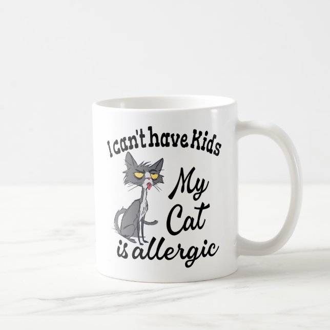 Caneca De Café Não posso ter filhos meu gato é alérgico (Direita)