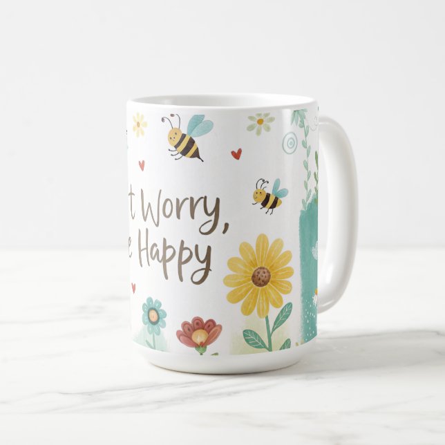 Caneca De Café Não se preocupe, Abelha Feliz Abelha Fofa  (Frente Esquerda)