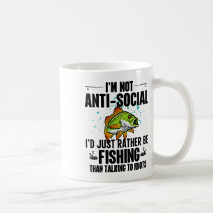 Caneca De Café Não sou antissocial, eu prefiro pescar do que conv