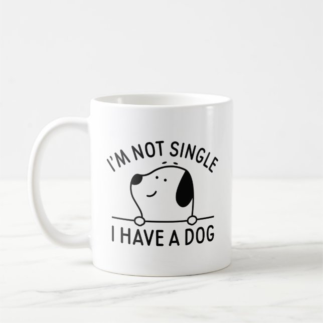 Caneca De Café Não sou Solteiro de ter um cachorro (Esquerda)