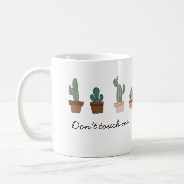 Caneca De Café Não toque em mim Pun Cactus em um Pote (Esquerda)