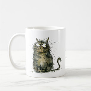 Caneca De Café Não. Toque. Gato Desgrenhado Humor no Local de Tra