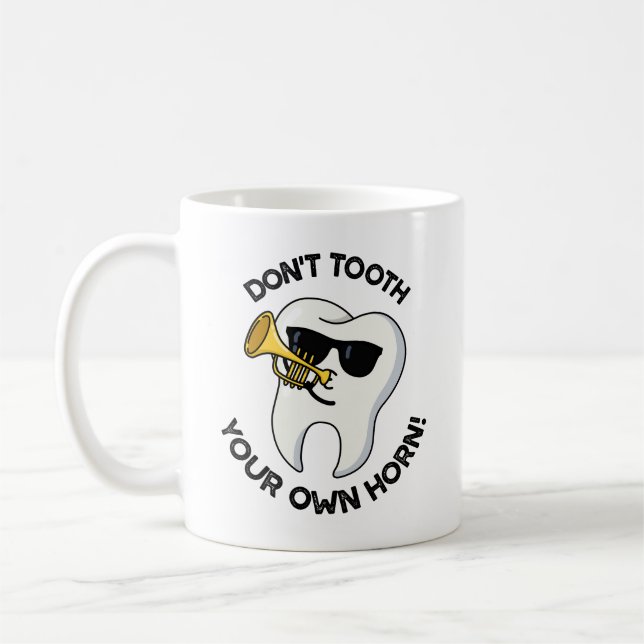 Caneca De Café Não Toque Sua Própria Corneta Piadas Dentárias Eng (Esquerda)