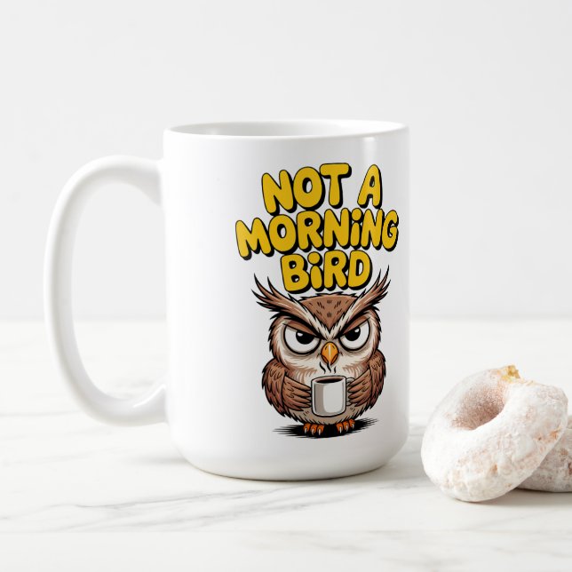 Caneca De Café Não Uma Coruja Matutina (Com Donut)