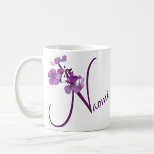 Caneca De Café Naomi personalizável nome bonito roxo diversão flo
