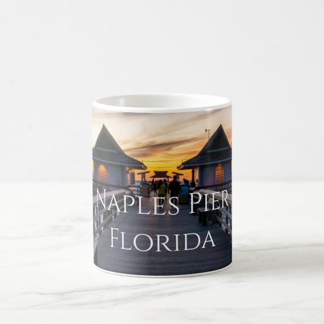 Caneca De Café Nápoles Pier Florida Beach Ocean Novelty (Centro)