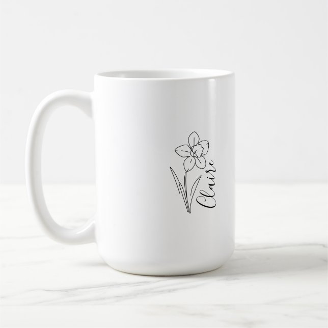 Caneca De Café Narciso de março da flor de nascimento personaliza (Esquerda)