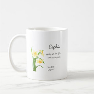 Caneca De Café Narciso de Março de Aniversário Personalizado