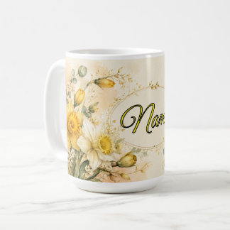 Caneca De Café Narciso Flor de Nascimento de Março Personalizada