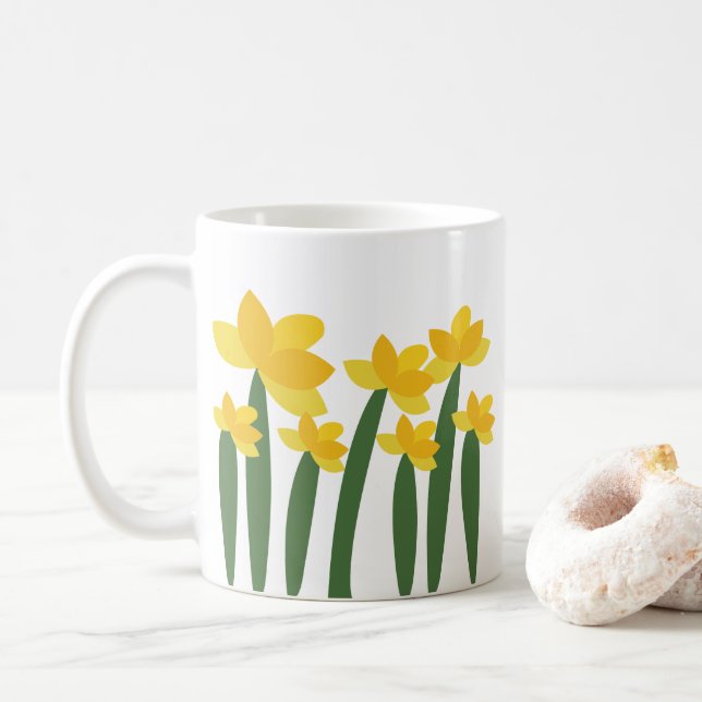 Caneca De Café Narciso Floral Flor Amarela (Com Donut)