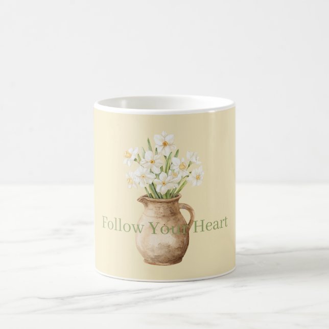 Caneca De Café Narcisos Florais Amarelos Brancos (Centro)