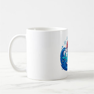 Caneca De Café Narval Papai Noel Chapéu Natal Oceano Arte
