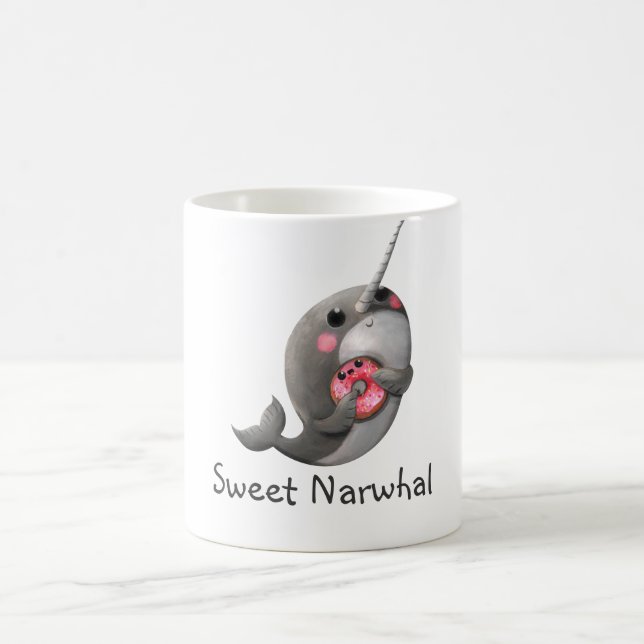 Caneca De Café Narwhal tímido com rosquinha (Centro)