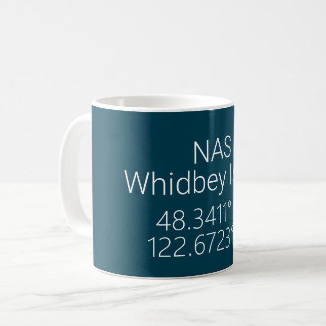 Caneca De Café NAS Whidbey Island Latitude Longitude (Frente Esquerda)