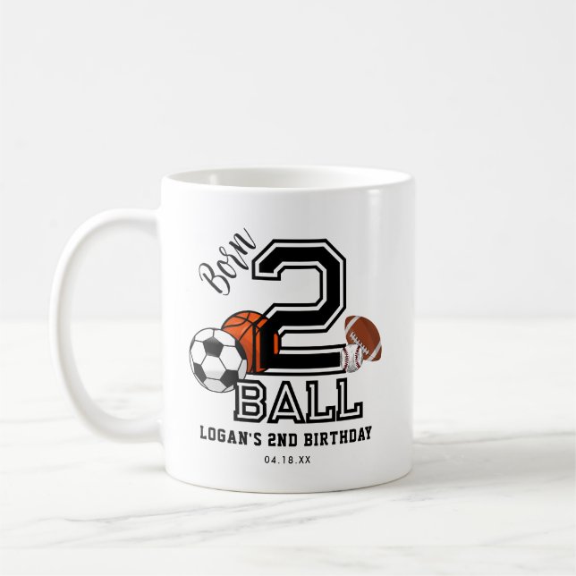 Caneca De Café Nascer 2 Ball Sports Theme Boy Party (Esquerda)