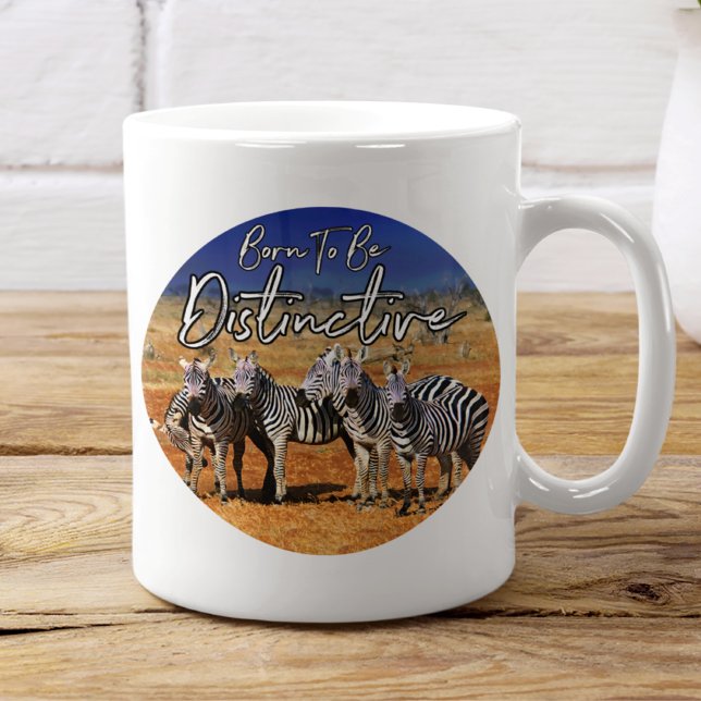 Caneca De Café "Nascer De Ser Distintivo" Arte Zebra (Criador carregado)