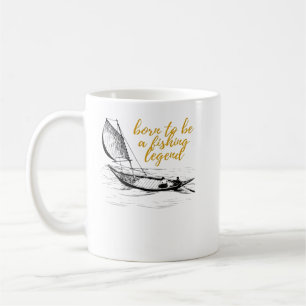 Caneca De Café Nascer de ser uma lenda de pesca, presente legal p