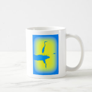 Caneca De Café nascer do sol azul da garça-real