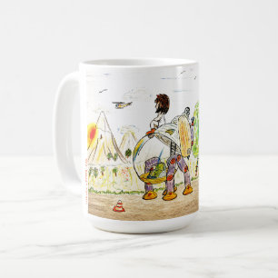 Caneca De Café Nascer do sol de observação da menina do robô