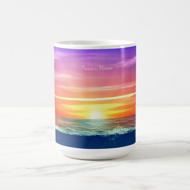 Caneca De Café Nascer do sol no oceano & caligrafia (Centro)