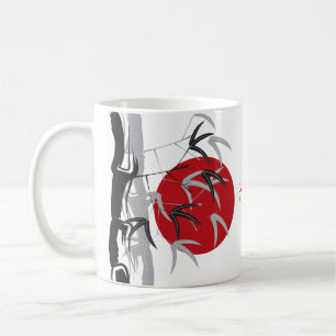 Caneca De Café Nascer do Sol Oriental Jardim Zen de Bambu Casamen