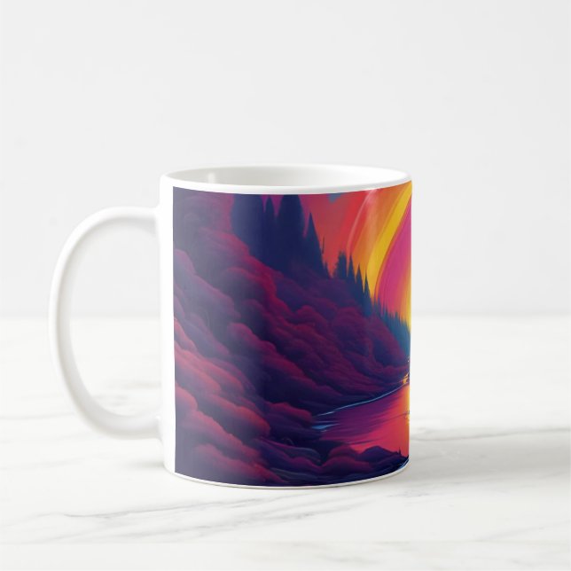 Caneca De Café Nascer do Sol Sobre o Lago (Esquerda)