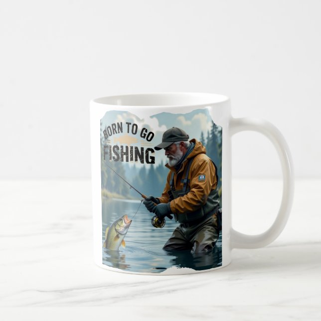 Caneca De Café Nascer russo de ir pescar vovô (Direita)