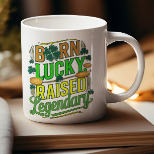 Caneca De Café Nascer Sortudo Levantou Ruas Legendárias. Dia de P