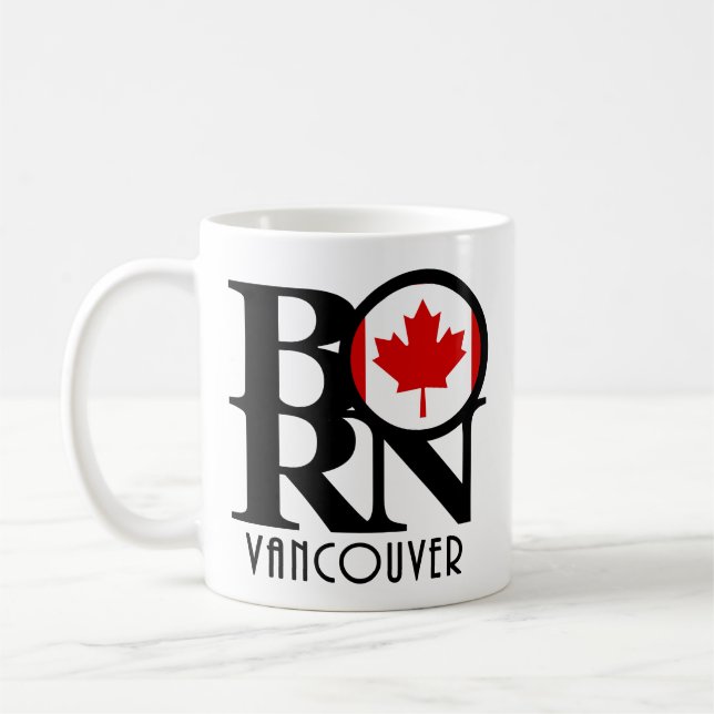 Caneca De Café NASCER Vancouver (Bandeira Canadiana) 11oz (Esquerda)