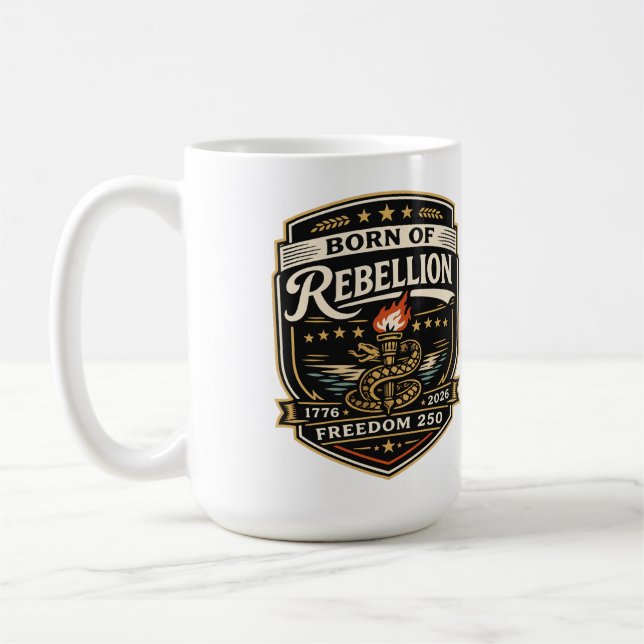 Caneca De Café Nascido da Liberdade da Rebelião 250 (Esquerda)