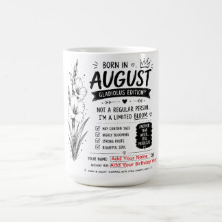 Caneca De Café Nascido em Agosto Humor de Aniversário Preto e Bra