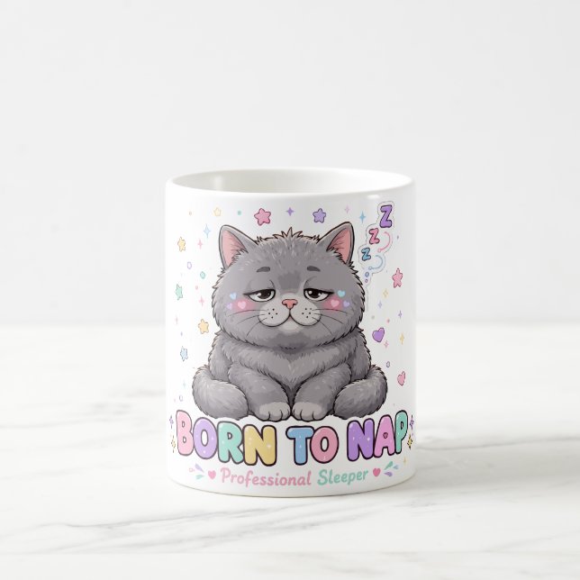 Caneca De Café Nascido para Dormir Gato Kawaii (Centro)