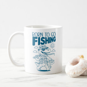 Caneca De Café Nascido Para Ir Pescar - Dinossauro T-rex Legal Am