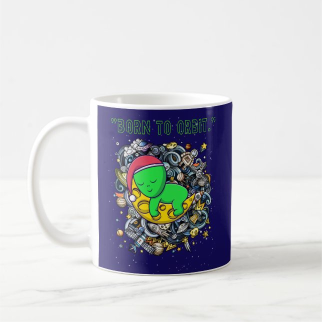 Caneca De Café nascido para orbitar alienígena dormindo  (Esquerda)