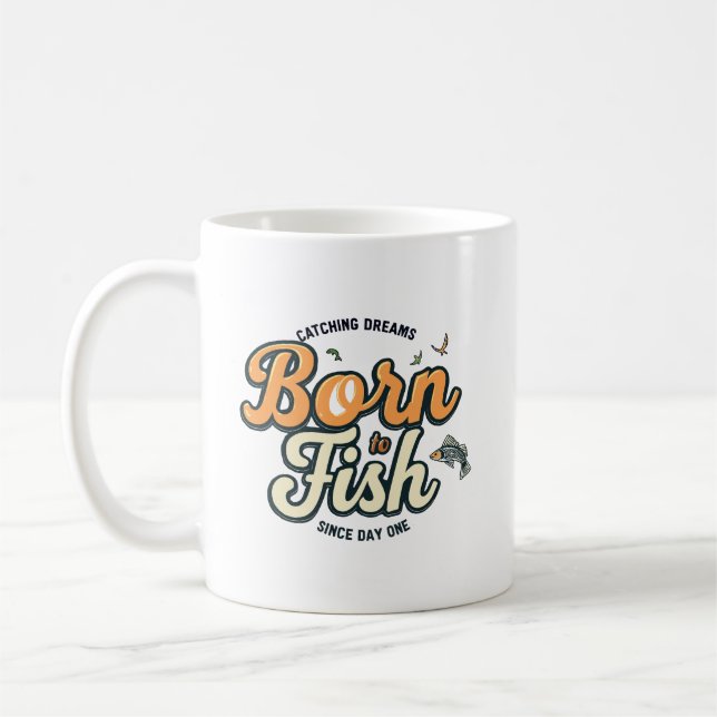 Caneca De Café Nascido para Pescar (Esquerda)