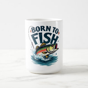 Caneca De Café Nascido para Pescar – Arte de Robalo Saltando para