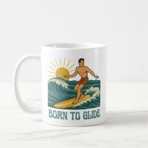 Caneca De Café Nascido para Planar Gráfico de Surf Retrô Californ