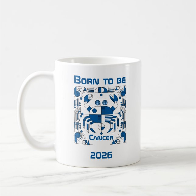 Caneca De Café Nascido para ser Câncer (Esquerda)