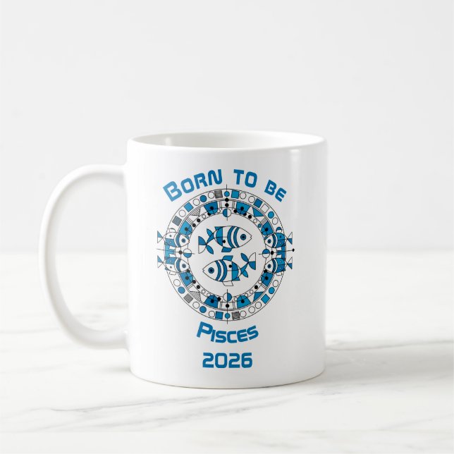 Caneca De Café Nascido para ser Peixes (Esquerda)