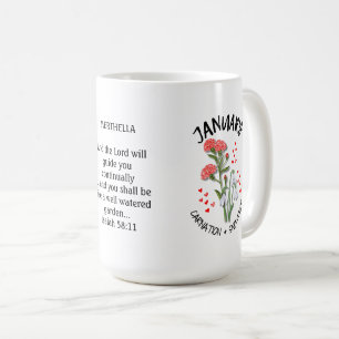 Caneca De Café Nascimento Mês Flor JANEIRO Nome Personalizado Chr