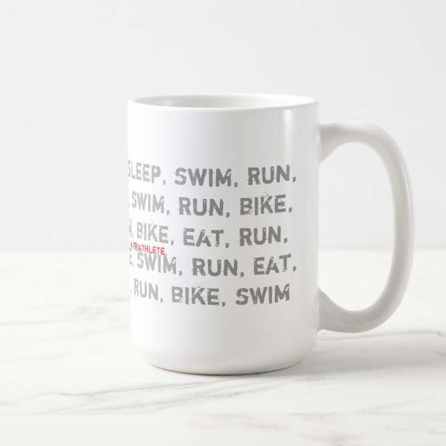 Caneca De Café Natação, bicicleta, funcionamento - eu sou um (Direita)