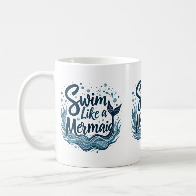Caneca De Café Natação como uma arte de citar oceano marinho (Esquerda)